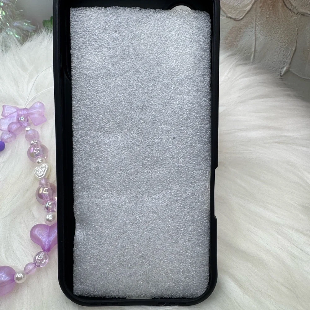 Chic Purple Bow iPhone 17 Pro Case with Phone Bow Beaded lanyard